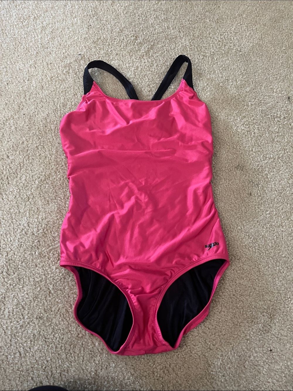Speedo Hot Pink One-Piece Swimsuit with Black Straps